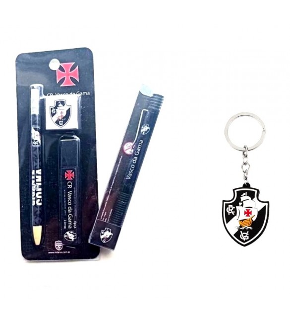 Kit Lapiseira 2.0mm e cx 06 Grafites + 01 Borracha Vasco da Gama + caneta esfer. +chaveiro Kit Lapiseira 2.0mm e cx 06 Grafites + 01 Borracha Vasco da Gama + caneta esfer. +chaveiro
